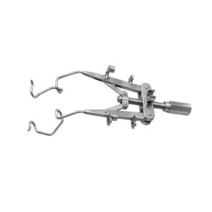 Adjustable speculum with supports for silicone tubes infusion lines and fiber optic