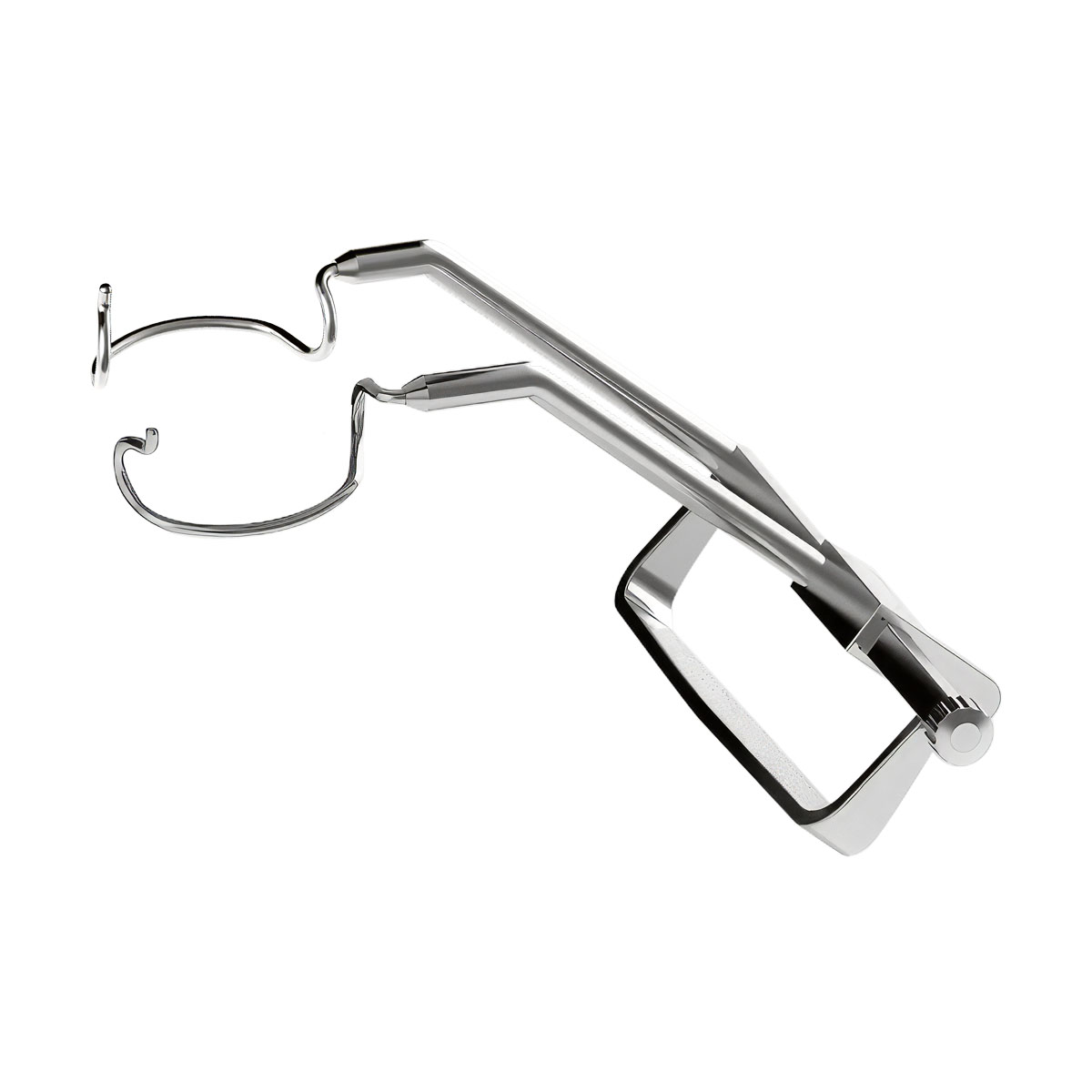 Self-retaining speculum for femto, open blades