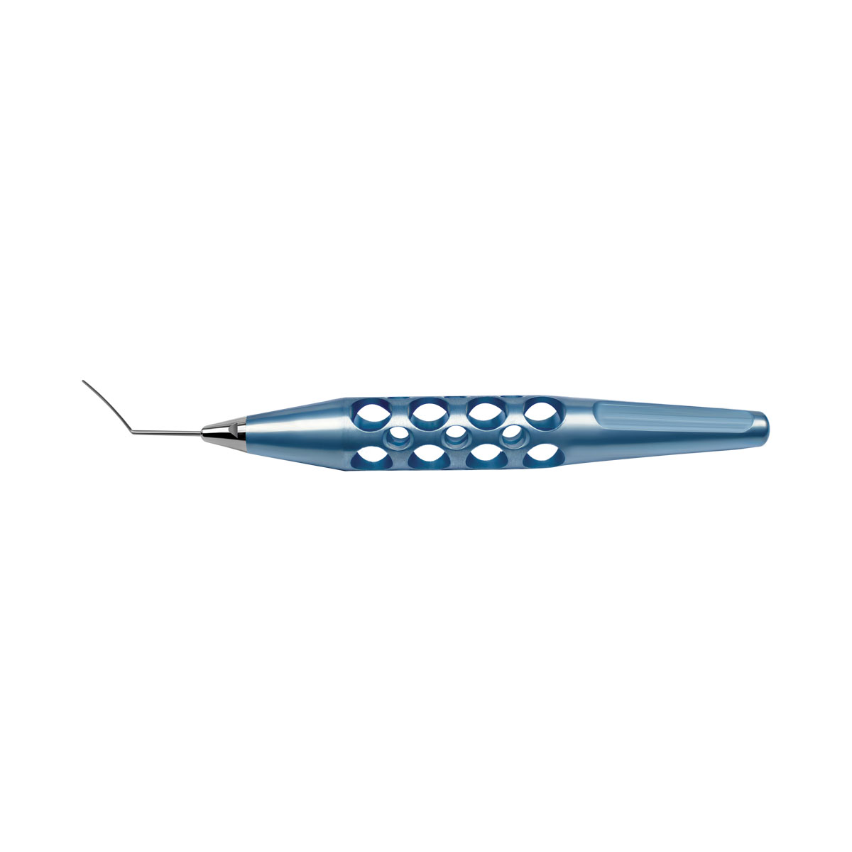 EVOline iris spatula – angled, flat tip, 12 mm curved arm