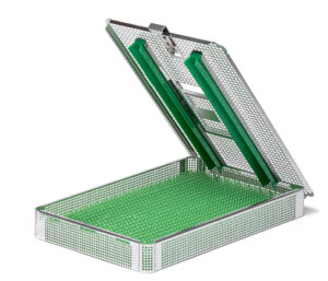 Perforated basket with silicone mat and silicone stopper